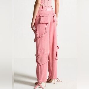 MANIERE DE VOIR High waist Cargo Jeans Pink Pants Size 0 Y2K Streetwear